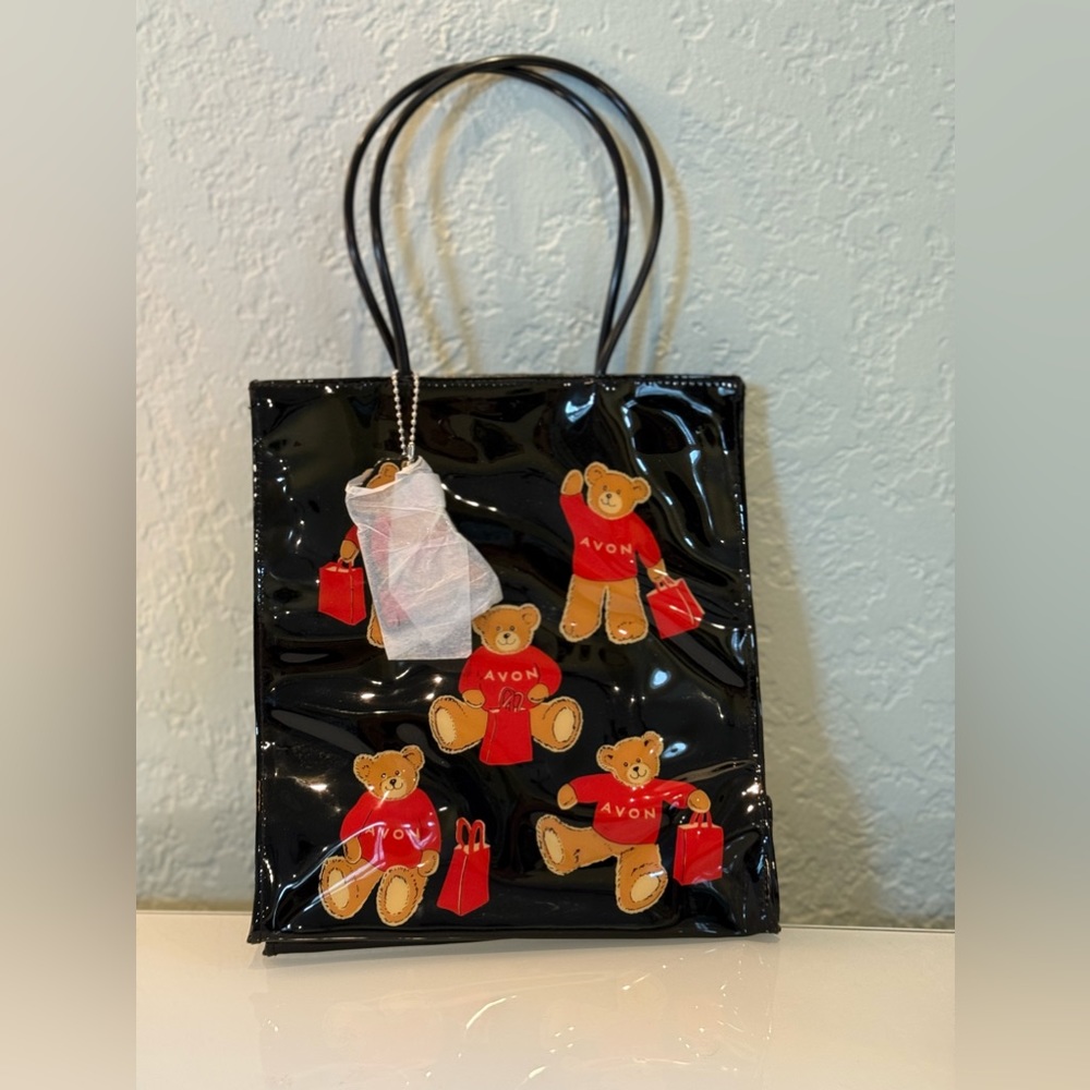 Vintage New  AVON Teddy Bear Tote with Keyring Bag In Original Package brand nee